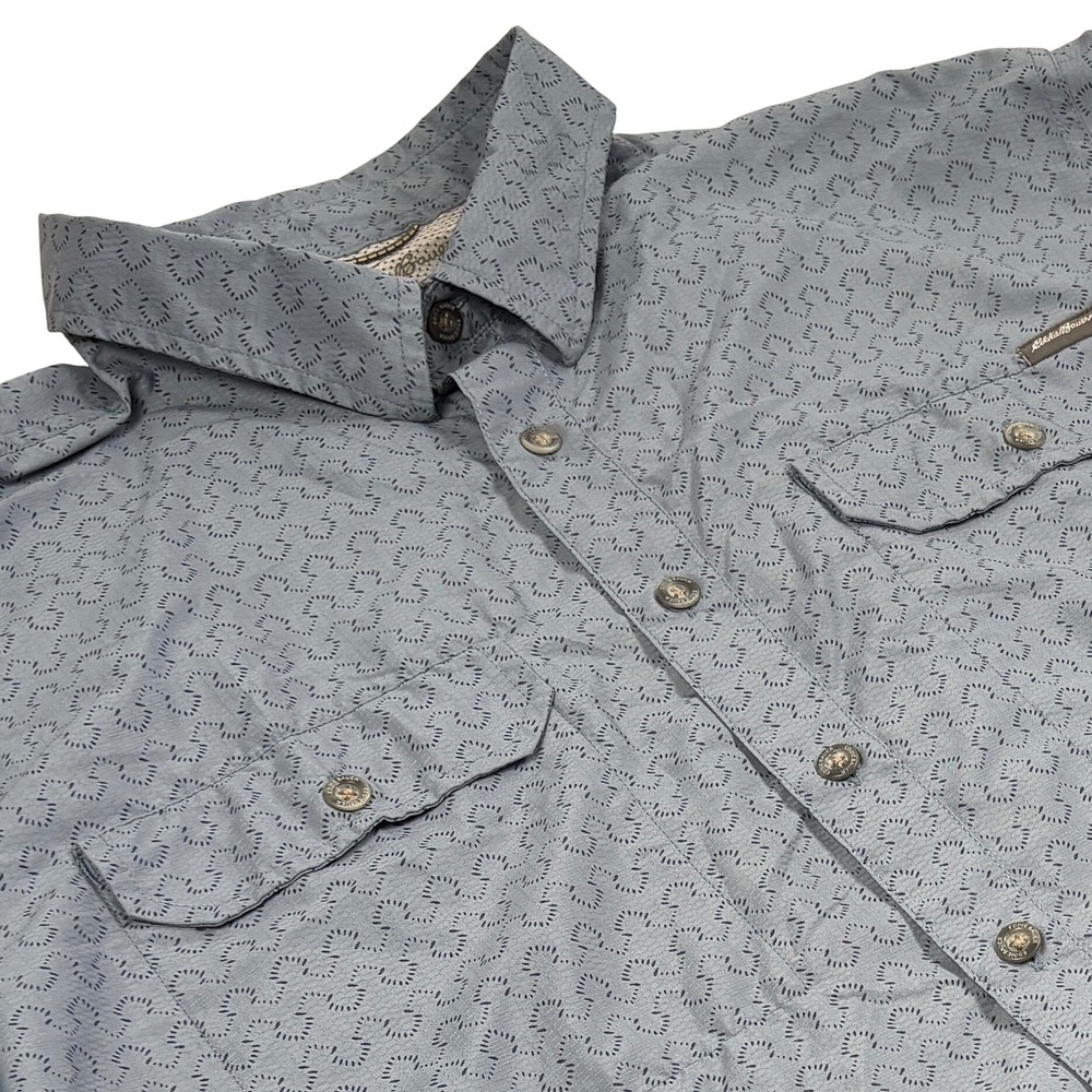 Eddie Bauer Travex Button Down Shirt Mens Tall XL Blue Hiking Outdoor Classic